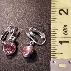 NWOT Clip Pink Stone Clip Earrings